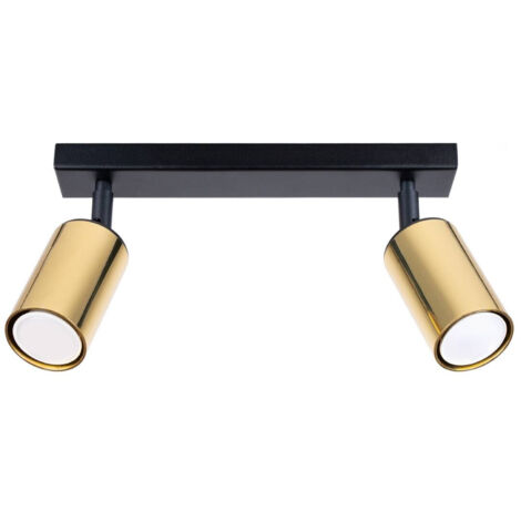 Schwarzer, länglicher Doppel-Deckenspot mit goldenen Schirmen, 2xGU10 10W, WINX SL.1383, Sollux Lighting (1/5)