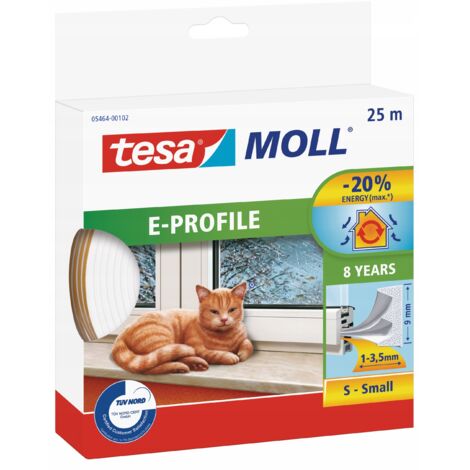 TESA Selbstklebende Gummidichtung für Fenster und Türen, E-Profil, weiß, 25 m (1/5)