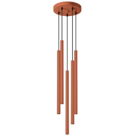 Moderne ockerrote runde Pendelleuchte Ø25cm fünf Röhren 50cm für das Wohnzimmer über dem Tisch 5xG9 8W PASTELO Sollux Lighting