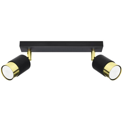Deckenspot, schwarz, länglich, doppelter Schirm, goldfarben, 2xGU10 10W NERO SL.1070 Sollux Lighting (1/5)