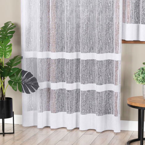 Wiktoria – Fertiger Jacquard-Vorhang mit geradem Saum – 200 x 250 cm – weiß (1/5)