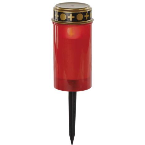EMOS LED Grabkerze, wasserdichte Grableuchte für den Außenbereich, rot, batteriebetrieben, mit Stab, 1500 Stunden Lebensdauer, DCCV22 (1/5)