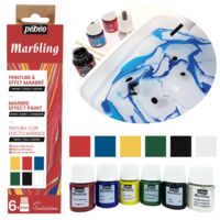 Pebeo Marbling Marmorierfarben-Set 6x20ml, Marmoreffekt-Äderung