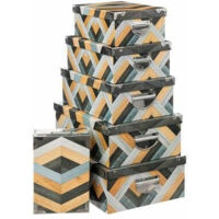 6 metall-eckdosen marqueterie blau und grau - 5five
