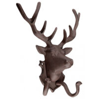 Esschert Design antik-rostbrauner Doppel-Wandhaken Hirsch Gusseisen 22x10x28cm
