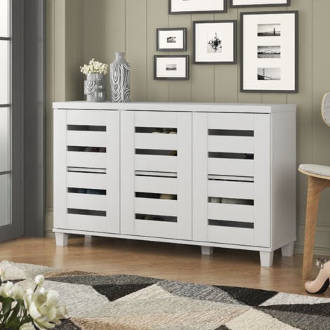 Meuble chaussure 3 portes ,Armoire à Chaussures Modernes, commode ,buffet, Meuble à Chaussures Multifonctionnel GALANO Lismore, 115cm L X 33cm W X 71cm H,  Couleur blanc mat