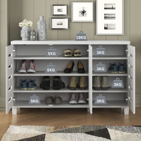 Meuble chaussure 3 portes ,Armoire à Chaussures Modernes, commode ,buffet, Meuble à Chaussures Multifonctionnel GALANO Lismore, 115cm L X 33cm W X 71cm H,  Couleur blanc mat