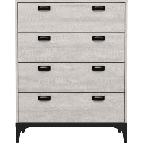 Commode 4 tiroirs GALANO Lawrence , 73.0cm W X 39.8cm D X 92.7cm H - Couleur chêne gris poussiéreux