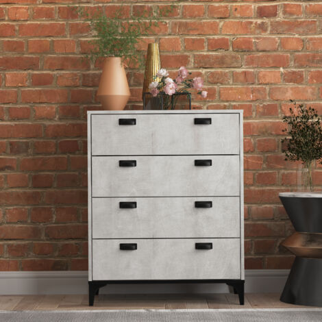 Commode 4 tiroirs GALANO Lawrence , 73.0cm W X 39.8cm D X 92.7cm H - Couleur chêne gris poussiéreux