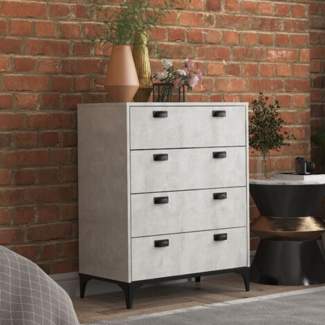 Commode 4 tiroirs GALANO Lawrence , 73.0cm W X 39.8cm D X 92.7cm H - Couleur chêne gris poussiéreux