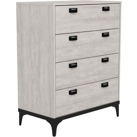 Commode 4 tiroirs GALANO Lawrence , 73.0cm W X 39.8cm D X 92.7cm H - Couleur chêne gris poussiéreux