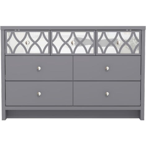 Commode  4 + 3 tiroirs  GALANO Iris , 112.6cm W X 39.8cm D X 73.9cm H - Couleur Gris
