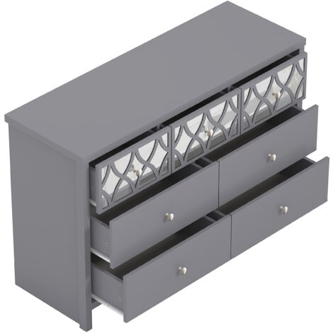 Commode  4 + 3 tiroirs  GALANO Iris , 112.6cm W X 39.8cm D X 73.9cm H - Couleur Gris