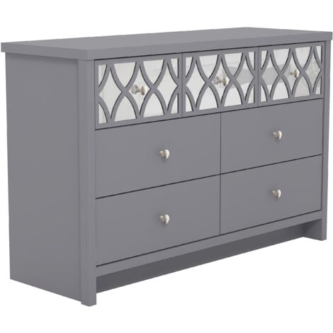 Commode  4 + 3 tiroirs  GALANO Iris , 112.6cm W X 39.8cm D X 73.9cm H - Couleur Gris