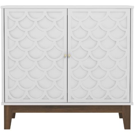 Buffet GALANO Trafford 2 Portes, 79cm W X 39.8cm D X 77.6cm H, Style Moderne, Couleur Blanc
