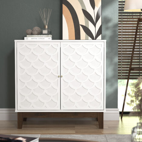 Buffet GALANO Trafford 2 Portes, 79cm W X 39.8cm D X 77.6cm H, Style Moderne, Couleur Blanc