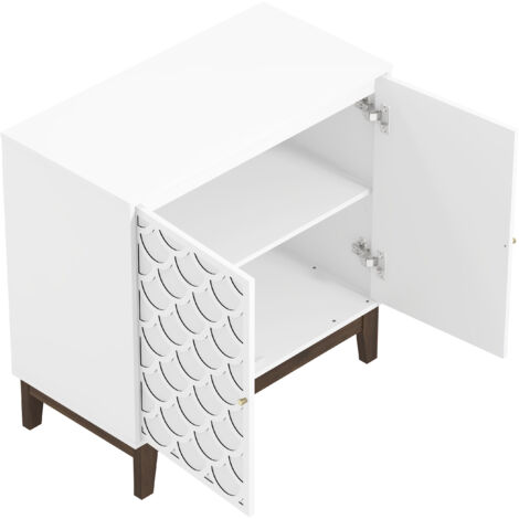 Buffet GALANO Trafford 2 Portes, 79cm W X 39.8cm D X 77.6cm H, Style Moderne, Couleur Blanc