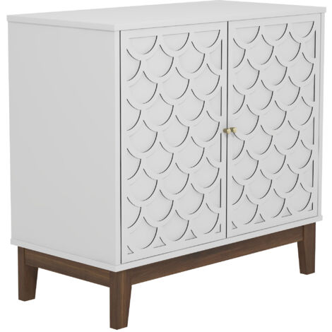 Buffet GALANO Trafford 2 Portes, 79cm W X 39.8cm D X 77.6cm H, Style Moderne, Couleur Blanc
