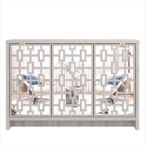 Buffet GALANO Newark 3 Portes, 115.6cm W X 39.8cm D X 77.6cm H, Style Moderne, Couleur Chêne gris poussiéreux