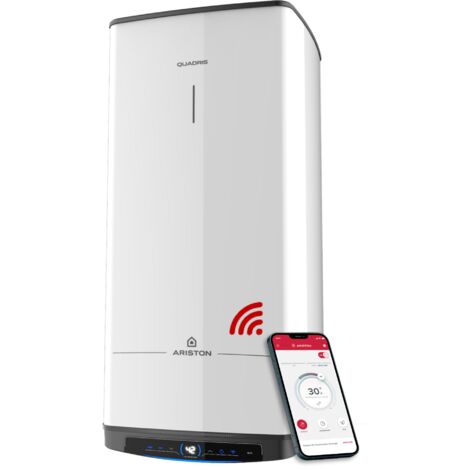 Chauffe-eau Eléctrique Carré Vertical Mural - QUADRIS WIFI 150 L - ARISTON - Steatite - 15% d’Economie d’Energie