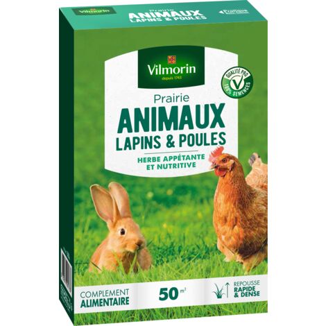 Gazon prairie pour lapins et poules 500gr – Composition riche en RGA et PP – Superficie couverte 50 m² – Taux de germination supérieur – Vilmorin