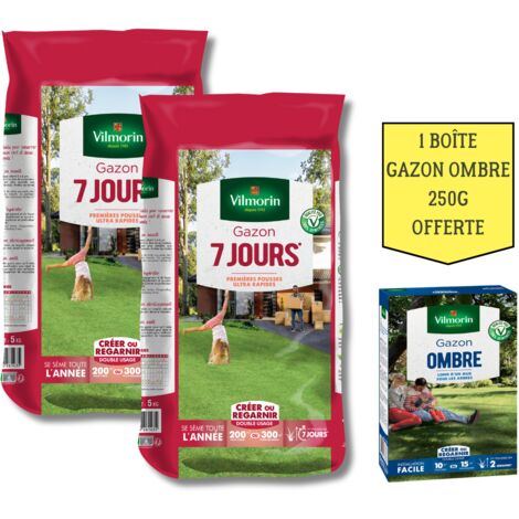 Gazon 7 Jours - 5 kg (x2) + Gazon Ombre Offert - 250 g Vilmorin (1/2)