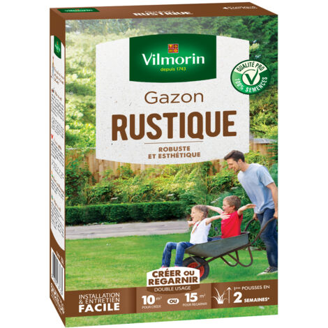 Gazon rustique 250 g – Mélange de graines pour terrains variés – Surface couverte 10 à 15 m² – Facile à entretenir – Vilmorin