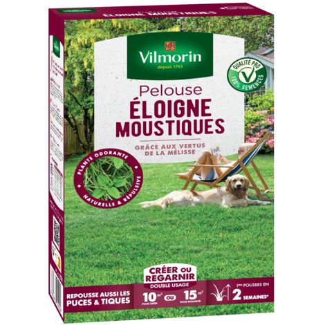 Pelouse éloigne moustiques 250 g – Mélisse et graminées pour éloigner les moustiques – Exposition ensoleillée – Vilmorin (1/2)