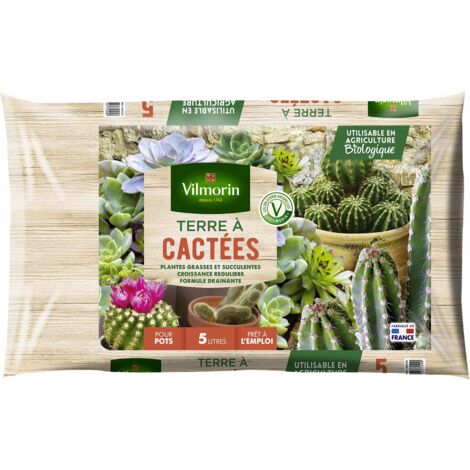 Terreau à cactées 5 L – Formulation spéciale pour croissance et floraison – Idéal pour plantes désertiques – Vilmorin