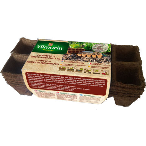 Vilmorin 5 plateaux de 10 pots carrs 25 cm x 10 cm x 5 cm (1/2)