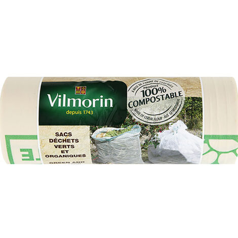 Sacs à Déchets Verts 100L Vilmorin - Lot De 10 | Papier Biodégradable Pour Déchets Piquants