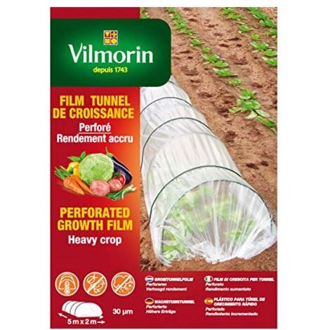 Film de croissance perforé PE 30 – Dimensions 2 m x 5 m – Macroporation pour ventilation naturelle – Accélère la culture des plantes – Vilmorin