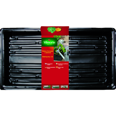 Soucoupe d'arrosage 54 x 28 x 5,8 cm – Couverture incluse – Fond rainuré pour drainage optimal – Pour semis et germination – Vilmorin