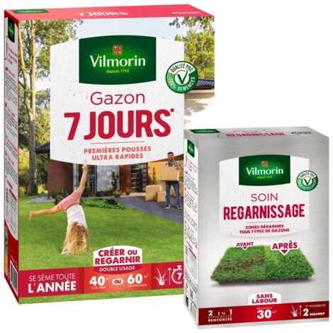 Gazon 7 jours - 1 kg + Soin Regarnissage Universel 2 en 1 - 500 g Vilmorin (1/3)
