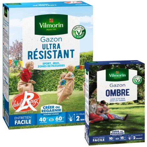 Gazon Ultra Résistant - Label Rouge - 1 kg + Gazon Ombre - 250 g Vilmorin (1/3)