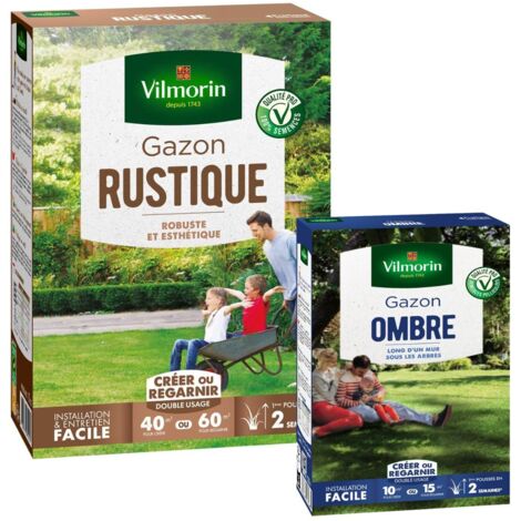 Gazon Rustique - 1 kg + Gazon Ombre - 250 g Vilmorin (1/3)