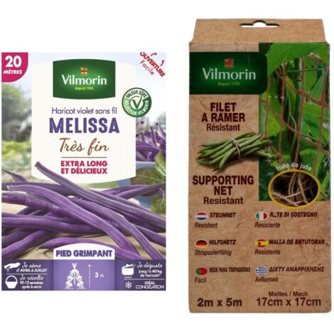Kit semis Haricot Grimpant Melissa 20m + Filet à ramer Jute - 2m x 5m Vilmorin