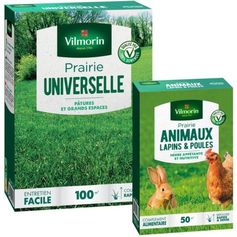 Prairie Universelle - 1 kg + Prairie Animaux - Lapins & Poules - 500 g Vilmorin (1/3)