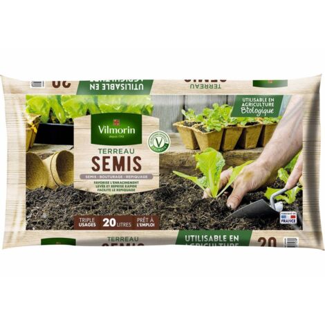 Terreau semis et bouturage 20L – Terreau naturel fin et aéré – Favorise la croissance des jeunes plantes – Prêt à l'emploi – Vilmorin