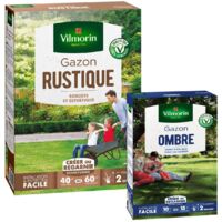 Gazon Rustique - 1 kg + Gazon Ombre - 250 g Vilmorin