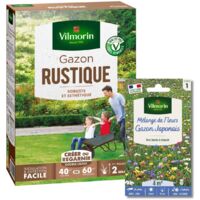 Gazon Rustique - 1 kg + Gazon Japonais - 4 m² - Mélange de fleurs Vilmorin