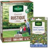 Gazon Rustique - 3 kg + Gazon Japonais - 4 m² - Mélange de fleurs Vilmorin