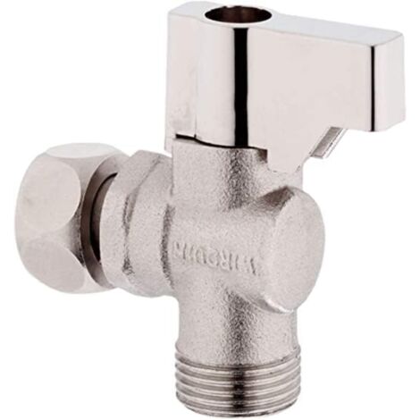 Wirquin 10724126 Robinet d'arrêt équerre 1/4 tour en laiton chromé R29 pour chasse d'eau wc, chromé