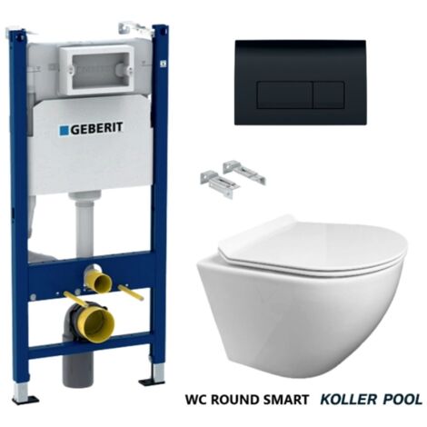 Pack Bati-Support GEBERIT Duofix réservoir Encastrable et plaque  DELTA 50 NG BR avec WC suspendu KP ROUND SMART Abattant fin blanc (1/5)