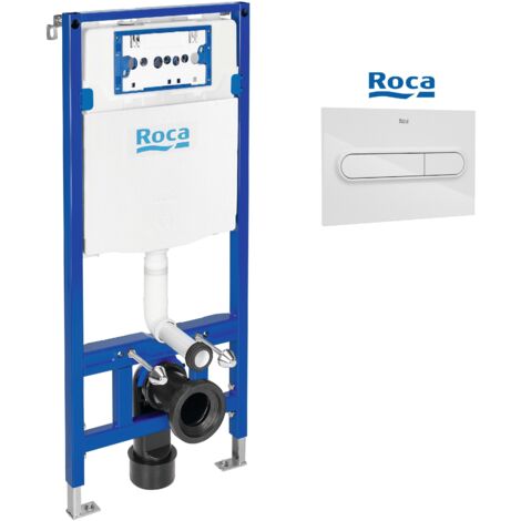 ROCA DUPLO ONE Bati-Support, PACK RÉSERVOIR ENCASTRABLE ET PLAQUE PL1 BLANC BRILLANT (1/3)