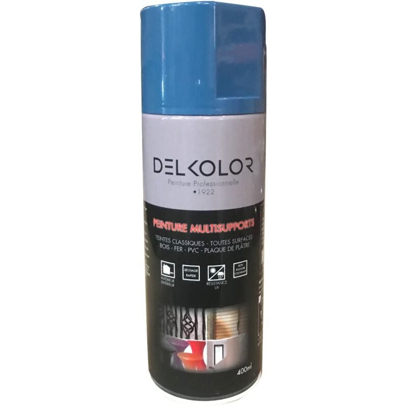 Delkolor Peinture en Aérosol - Couleurs RAL - 400ml  Couleur: RAL 5007 BLEU BRILLANT
