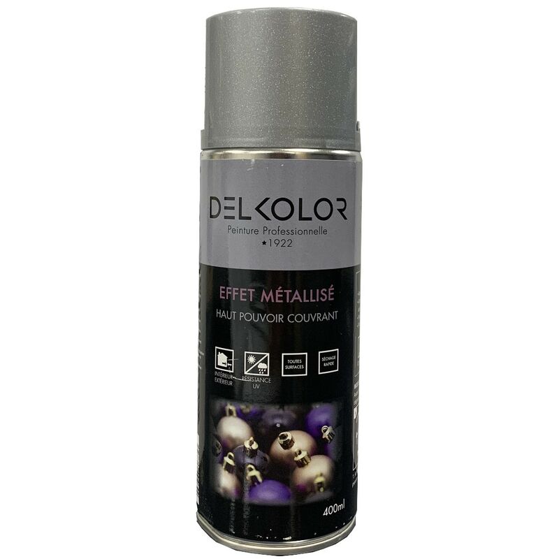Delkolor Peinture en Aérosol Effet Métallisé - 400ml  Couleur: Argent