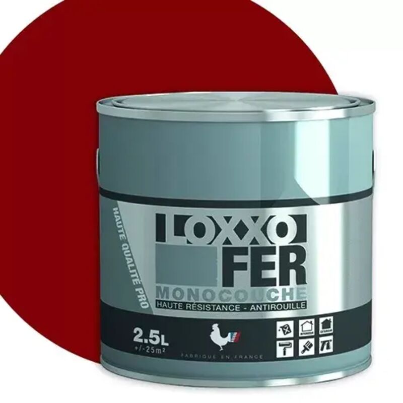 Peinture fer anti-rouille 0.5 Litre rouge basque – Finition brillante – Protection durable pour métaux ferreux – Excellente tenue extérieure – Addict