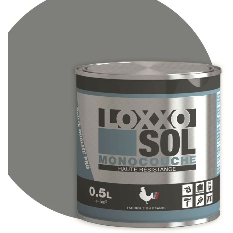 Loxxo Peinture Sol - Monocouche - Haute Résistance - Intérieur & Extérieur  Conditionnement: 0.5L - Couleur: Télégris 2