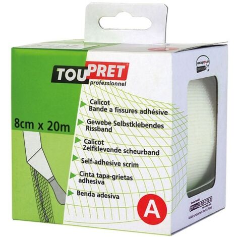 Toupret – Bande à fissures armée 8cm x 20m – Haute résistance pour rebouchage intérieur/extérieur – Adhésif intégré pour pose rapide - e8cmx20m